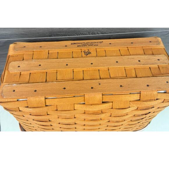 Longaberger Large Rectangle Swing Handled Basket Signed 2000 Botanical Fields - Picture 5 of 10